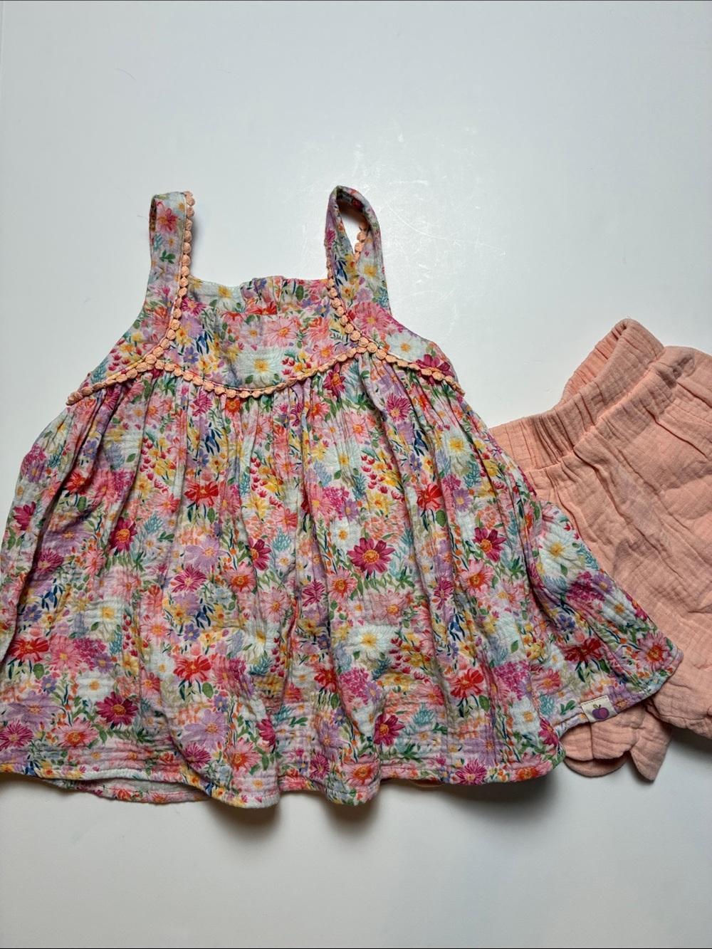 Floral Smocked Tank Top - Pink Multicolor